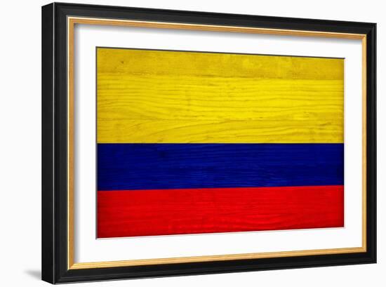 Colombia Flag Design with Wood Patterning - Flags of the World Series-Philippe Hugonnard-Framed Art Print