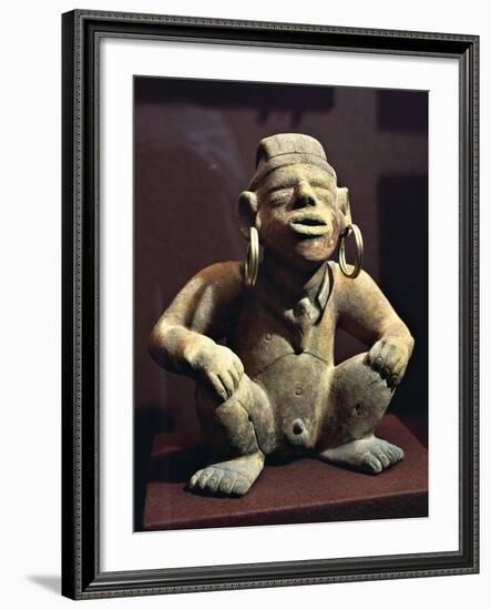 Colombia, Pre-Columbian Civilization, Terracotta Male Statuette with Golden Earrings, from Calima-null-Framed Giclee Print