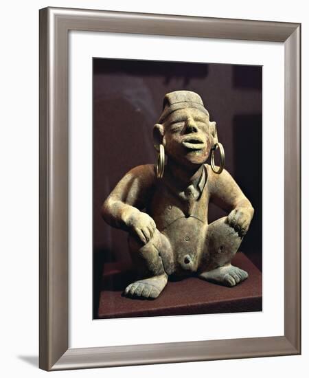 Colombia, Pre-Columbian Civilization, Terracotta Male Statuette with Golden Earrings, from Calima-null-Framed Giclee Print