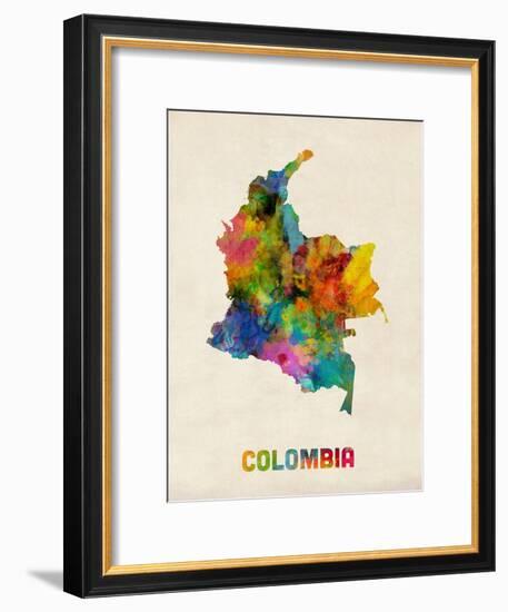 Colombia Watercolor Map-Michael Tompsett-Framed Art Print