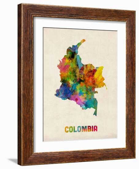 Colombia Watercolor Map-Michael Tompsett-Framed Art Print