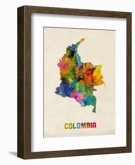 Colombia Watercolor Map-Michael Tompsett-Framed Art Print