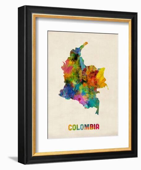 Colombia Watercolor Map-Michael Tompsett-Framed Art Print