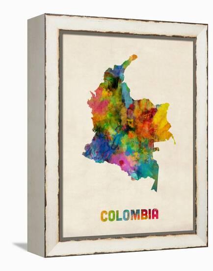 Colombia Watercolor Map-Michael Tompsett-Framed Stretched Canvas