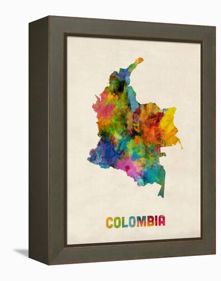 Colombia Watercolor Map-Michael Tompsett-Framed Stretched Canvas