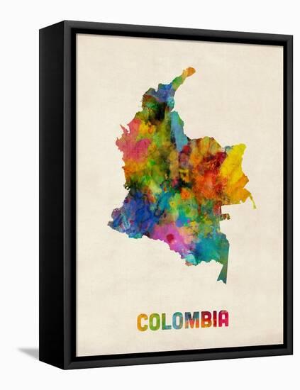 Colombia Watercolor Map-Michael Tompsett-Framed Stretched Canvas