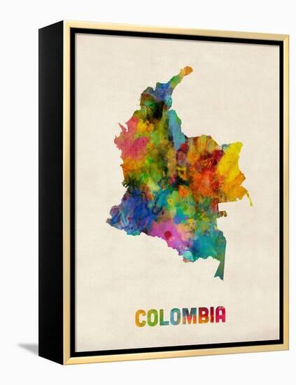 Colombia Watercolor Map-Michael Tompsett-Framed Stretched Canvas