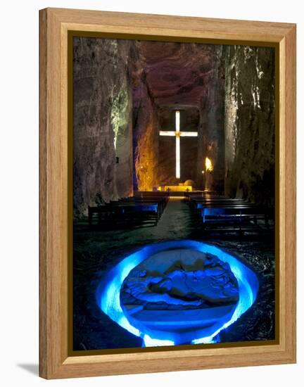 Colombia, Zipaquira, Cudinamarca Province, Salt Cathedral, Main Altar with Cross-John Coletti-Framed Premier Image Canvas