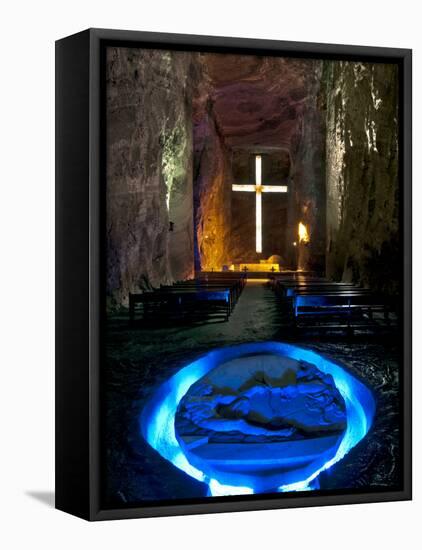 Colombia, Zipaquira, Cudinamarca Province, Salt Cathedral, Main Altar with Cross-John Coletti-Framed Premier Image Canvas