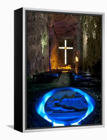 Colombia, Zipaquira, Cudinamarca Province, Salt Cathedral, Main Altar with Cross-John Coletti-Framed Premier Image Canvas