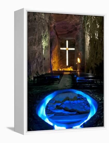 Colombia, Zipaquira, Cudinamarca Province, Salt Cathedral, Main Altar with Cross-John Coletti-Framed Premier Image Canvas