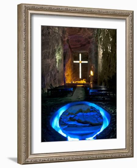 Colombia, Zipaquira, Cudinamarca Province, Salt Cathedral, Main Altar with Cross-John Coletti-Framed Photographic Print