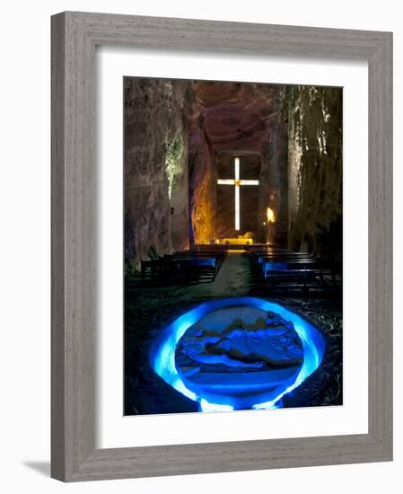 Colombia, Zipaquira, Cudinamarca Province, Salt Cathedral, Main Altar with Cross-John Coletti-Framed Photographic Print