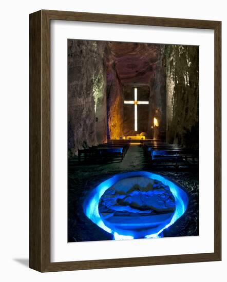 Colombia, Zipaquira, Cudinamarca Province, Salt Cathedral, Main Altar with Cross-John Coletti-Framed Photographic Print