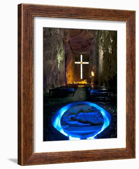 Colombia, Zipaquira, Cudinamarca Province, Salt Cathedral, Main Altar with Cross-John Coletti-Framed Photographic Print