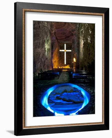 Colombia, Zipaquira, Cudinamarca Province, Salt Cathedral, Main Altar with Cross-John Coletti-Framed Photographic Print