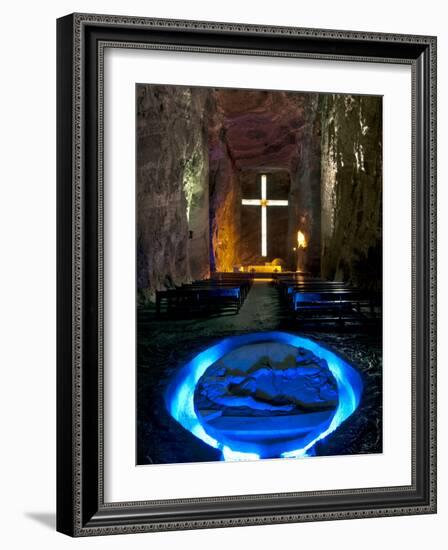 Colombia, Zipaquira, Cudinamarca Province, Salt Cathedral, Main Altar with Cross-John Coletti-Framed Photographic Print