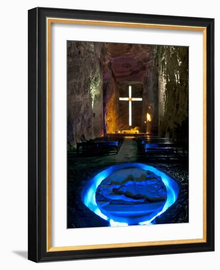 Colombia, Zipaquira, Cudinamarca Province, Salt Cathedral, Main Altar with Cross-John Coletti-Framed Photographic Print