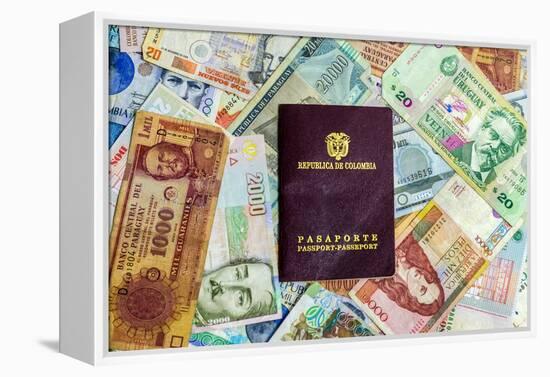 Colombian Passport and Money-jkraft5-Framed Premier Image Canvas