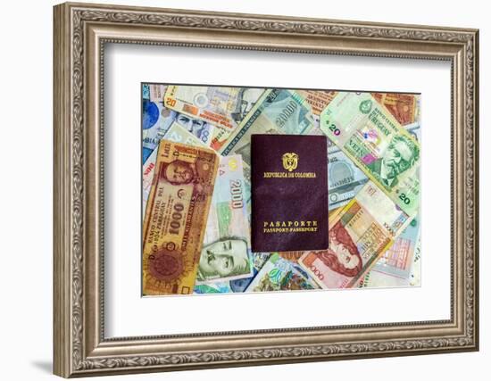 Colombian Passport and Money-jkraft5-Framed Photographic Print