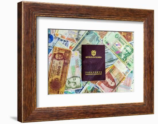 Colombian Passport and Money-jkraft5-Framed Photographic Print