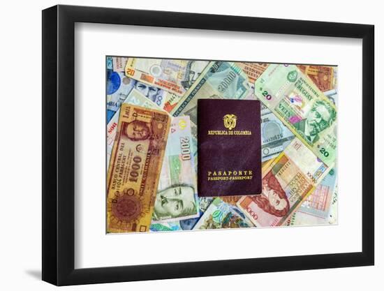 Colombian Passport and Money-jkraft5-Framed Photographic Print