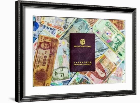 Colombian Passport and Money-jkraft5-Framed Photographic Print