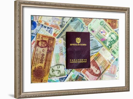 Colombian Passport and Money-jkraft5-Framed Photographic Print