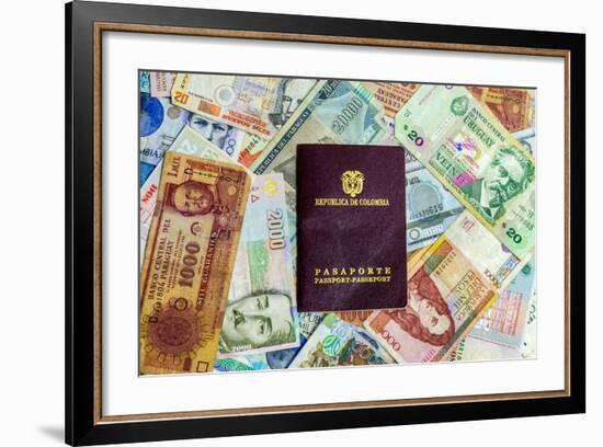 Colombian Passport and Money-jkraft5-Framed Photographic Print