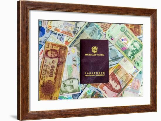 Colombian Passport and Money-jkraft5-Framed Photographic Print