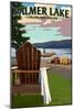 Colon, Michigan - Palmer Lake - Adirondack Chairs-Lantern Press-Mounted Art Print