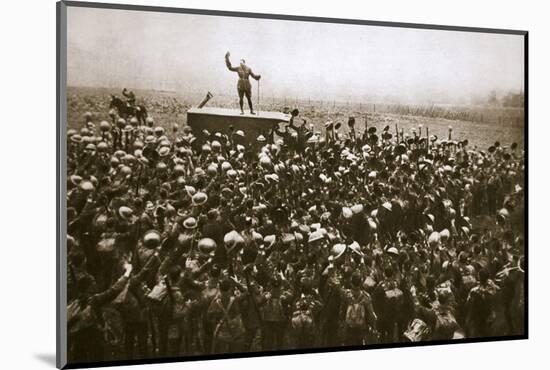 Colonel and men of the 9th East Surrey Regiment cheering the King, France, 12 November, 1918-Unknown-Mounted Photographic Print