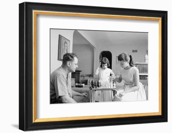 Colonel John Paul Stapp at Home Playing Chess with His Family, Dayton, Oh, 1959-Franci Miller-Framed Photographic Print