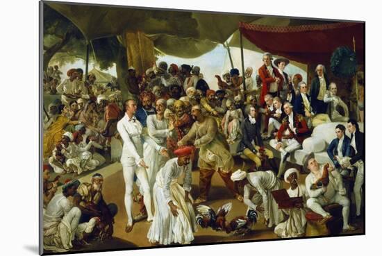 Colonel Mordaunt Watching a Cock Fight at Lucknow, India, 1790-Johan Zoffany-Mounted Giclee Print