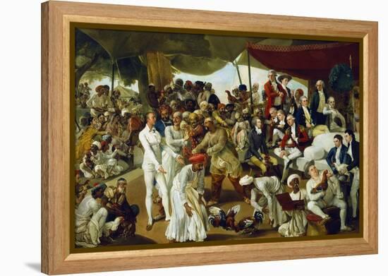 Colonel Mordaunt Watching a Cock Fight at Lucknow, India, 1790-Johan Zoffany-Framed Premier Image Canvas
