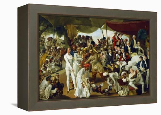 Colonel Mordaunt Watching a Cock Fight at Lucknow, India, 1790-Johan Zoffany-Framed Premier Image Canvas