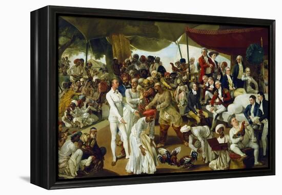 Colonel Mordaunt Watching a Cock Fight at Lucknow, India, 1790-Johan Zoffany-Framed Premier Image Canvas