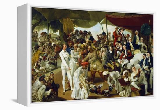 Colonel Mordaunt Watching a Cock Fight at Lucknow, India, 1790-Johan Zoffany-Framed Premier Image Canvas