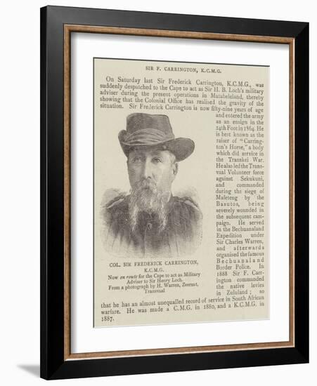 Colonel Sir Frederick Carrington-null-Framed Giclee Print