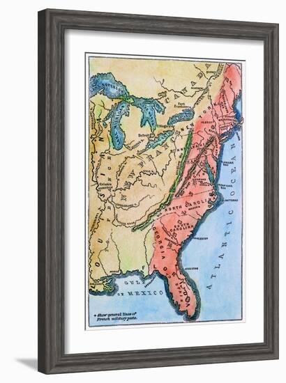 Colonial America Map-null-Framed Giclee Print