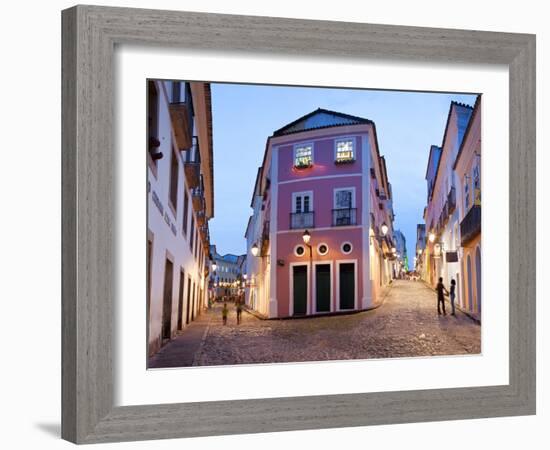 Colonial Centre at Dusk, Pelourinho, Salvador, Bahia, Brazil-Peter Adams-Framed Photographic Print