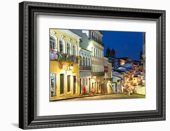 Colonial Centre at Dusk, Pelourinho, Salvador, Bahia, Brazil-Peter Adams-Framed Photographic Print