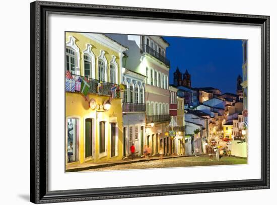 Colonial Centre at Dusk, Pelourinho, Salvador, Bahia, Brazil-Peter Adams-Framed Photographic Print