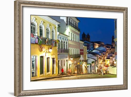 Colonial Centre at Dusk, Pelourinho, Salvador, Bahia, Brazil-Peter Adams-Framed Photographic Print