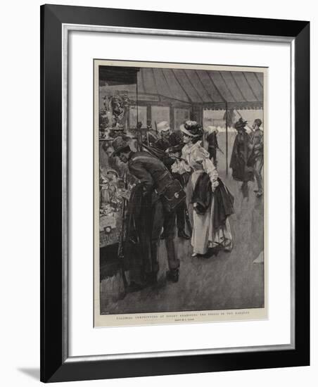 Colonial Competitors at Bisley Examining the Prizes in the Marquee-null-Framed Giclee Print