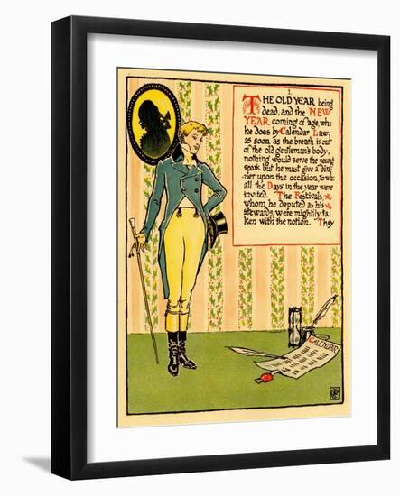 Colonial Gentleman Standing With Cane-Walter Crane-Framed Art Print