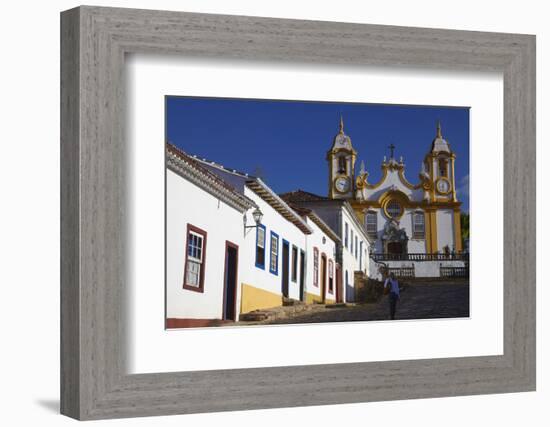 Colonial Houses and Matriz de Santo Antonio Church, Tiradentes, Minas Gerais, Brazil, South America-Ian Trower-Framed Photographic Print