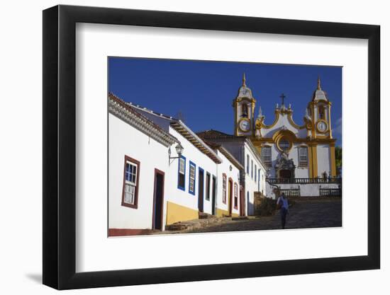 Colonial Houses and Matriz de Santo Antonio Church, Tiradentes, Minas Gerais, Brazil, South America-Ian Trower-Framed Photographic Print