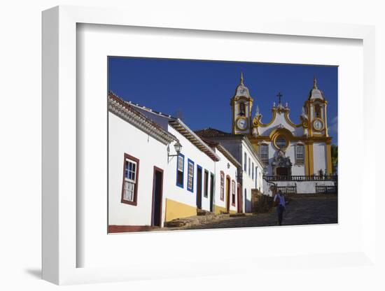 Colonial Houses and Matriz de Santo Antonio Church, Tiradentes, Minas Gerais, Brazil, South America-Ian Trower-Framed Photographic Print