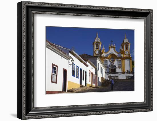Colonial Houses and Matriz de Santo Antonio Church, Tiradentes, Minas Gerais, Brazil, South America-Ian Trower-Framed Photographic Print